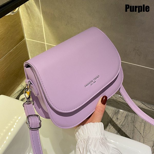 Trendig sadelaxelväska Dam PU-läder Crossbody-väska LILA - on stock purple