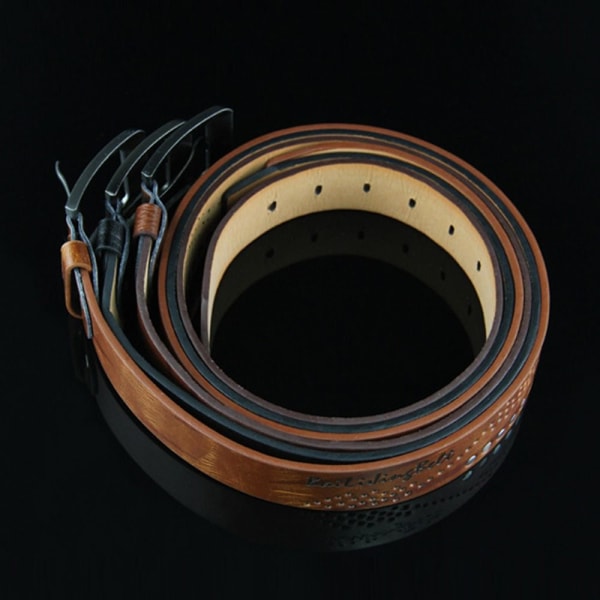 Äkta läder Bältesnål Spänne Midjeband - on stock black