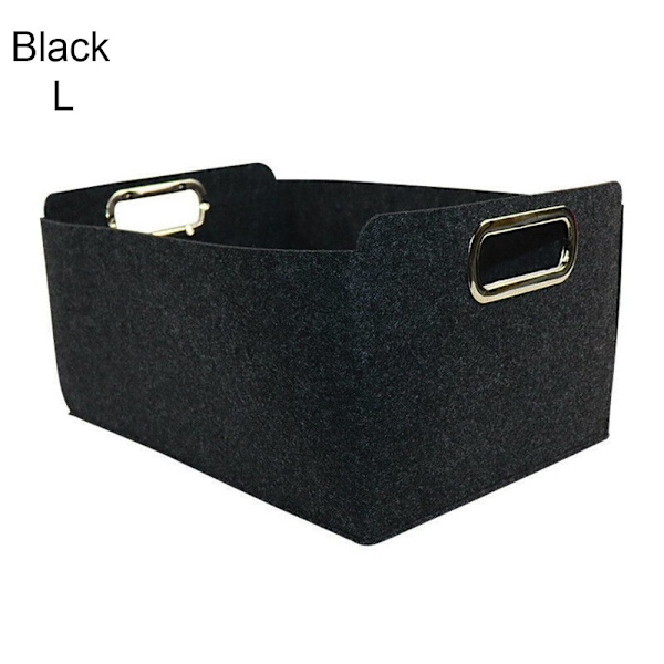 Filt Förvaringskorg Kläder Organizer Diverse Behållare SVART L - spot sales Black L