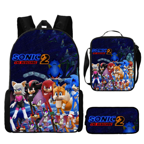 Sonic skolväska för barn, matkasse, pennväska set om tre - on stock 30