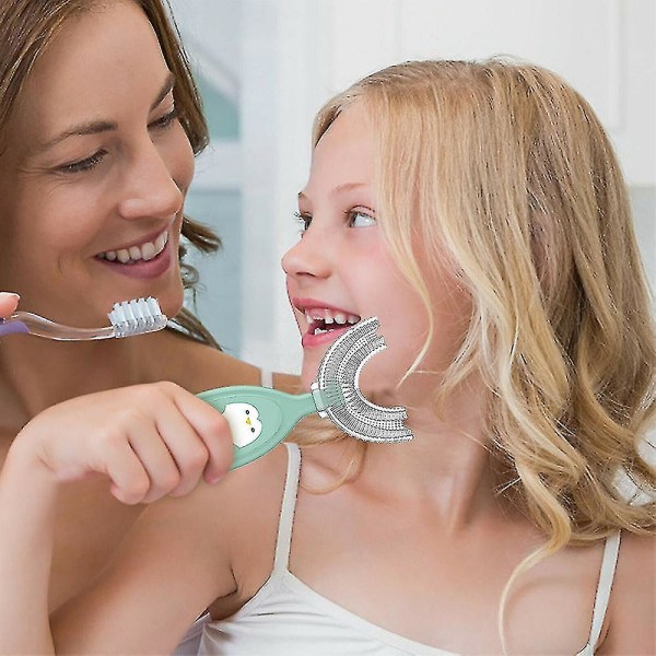 Barn Mjuk U-form 360 Grundrengörande tandborste - spot sales Green Large 6-12 Years Old