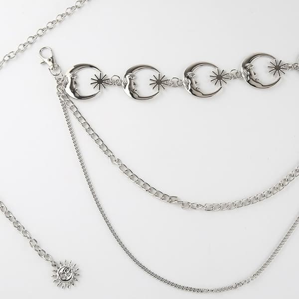 Punk midjekedja för kvinnor i lager SILVER - high quality silver