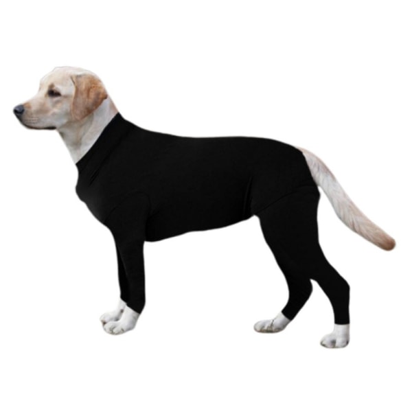 Pet Coat Hund Body Stretch Suit Post Kläder Operation Jumpsuit - stock black S