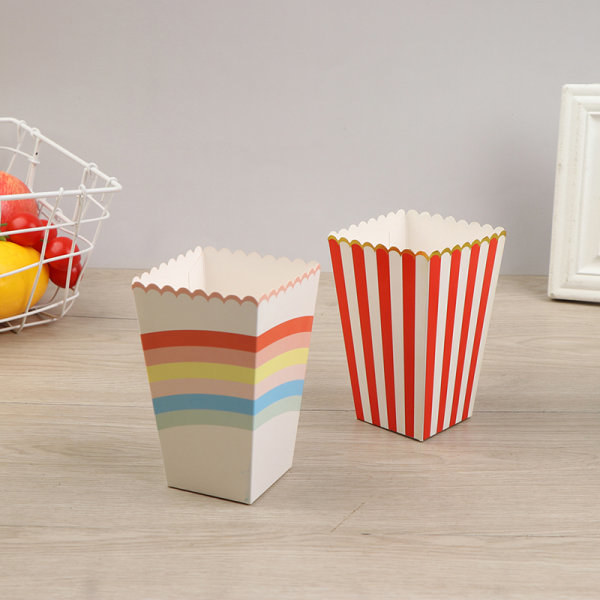 6:a Popcorn Lådor Hållare Behållare Kartonger Papperspåse Stripe N2 - on stock