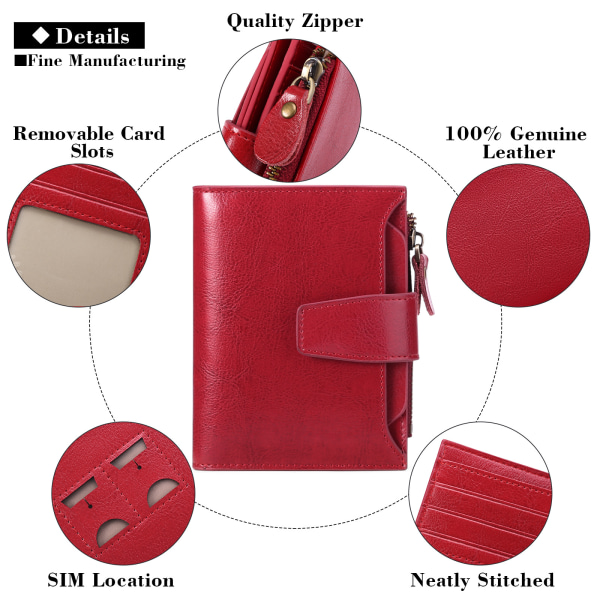 Punainen pieni lompakko naisille Kompakti estävä pieni lompakko naisille aitoa nahkaa - varastossa pink