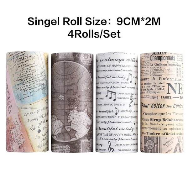 4 rullar/ set Washi Tape självhäftande tejp DIY Stickers - stock