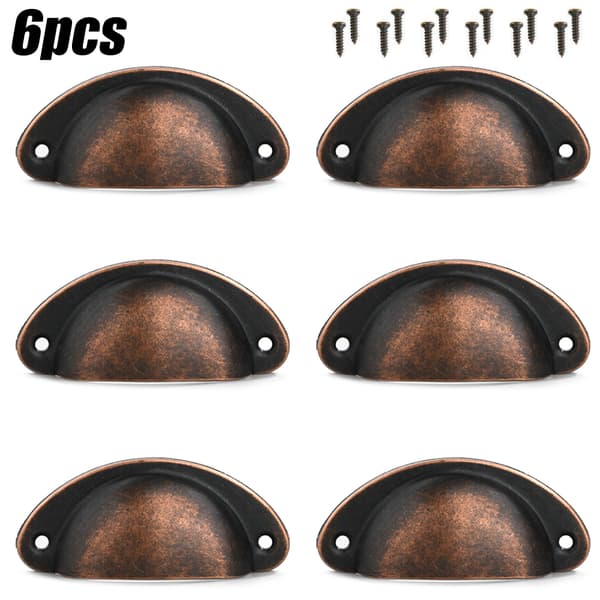 12: e koppdragskalhandtag Half Moon köksskåpslåda - stock Red bronze 12pcs