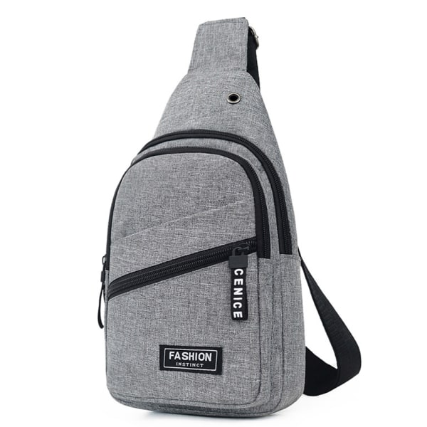 Män Dragkedja Dubbellager Bröstväska Outdoor Travel Shoulder Bag - high quality light grey