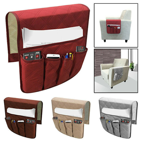 Soffa Stol Armstöd Organizer Anti-Slip förvaringshållare - stock wine red