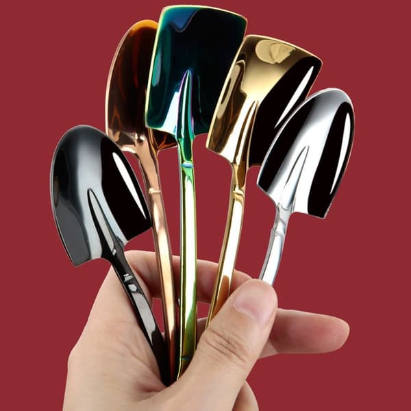 5st Kaffesked Spade Tesked SILVER SPETTSAT SPETTS - high quality Silver Pointed-Pointed