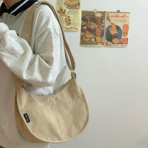 Kanvas axelväska Crossbody väska KHAKI - on stock khaki