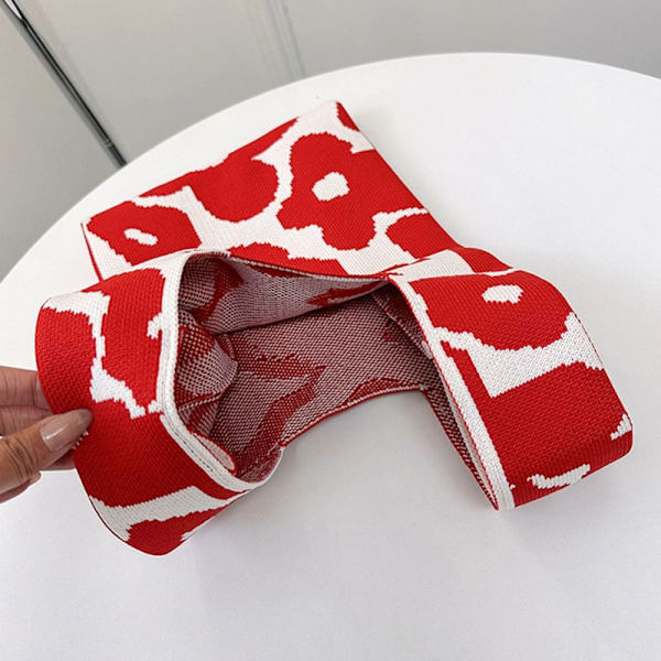 Stickad Handväska RÖD - stock red
