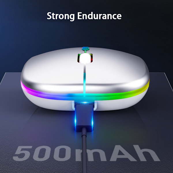 Langaton LED-hiiri Ladattava ohut Silent Mouse 2.4G - spot-myynti Silver
