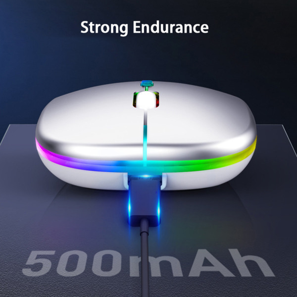 LED trådlös mus Uppladdningsbar Slim Silent Mouse 2.4G - spot sales Silver