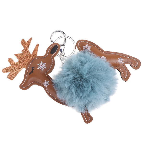 Christmas Älg Pompon Nyckelringar Delikat Bedårande Fluffy Ball Nyckelringar Handväska Hänghängen (ljusgrå) - spot sales Sky-blue