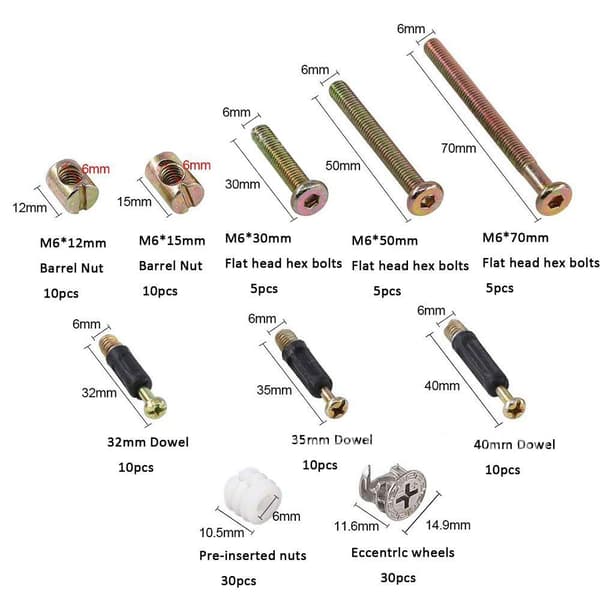 125 st förinsatta muttersortimentssats fatmutter Spjälskruvar - high quality