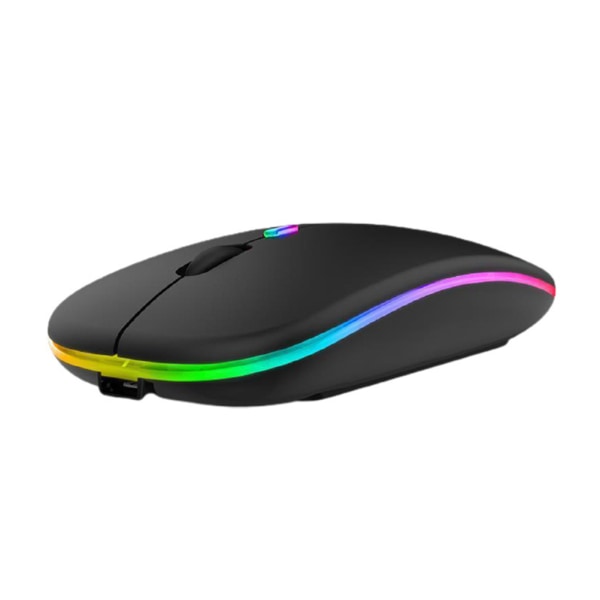 LED trådlös mus Uppladdningsbar Slim Silent Mouse 2.4G - on stock Black