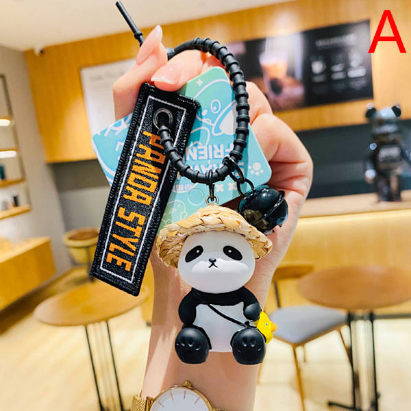 1. sarjakuva olkihattu Panda Doll Avaimenperä Resinnimal Bell K - varasto A
