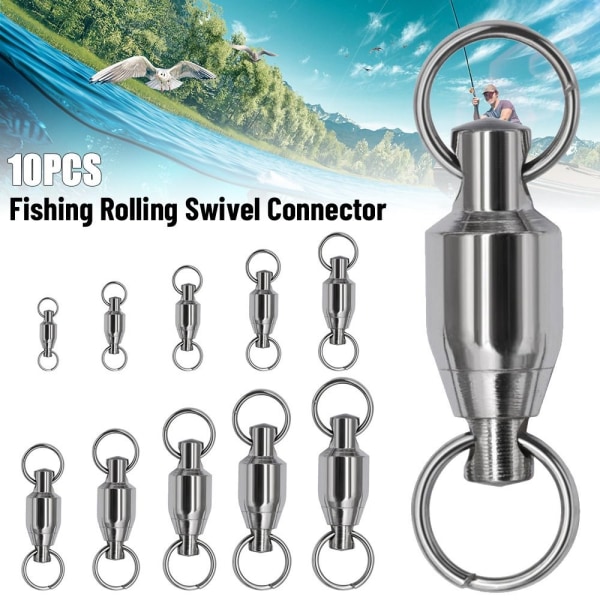 10 kpl Fishing Rolling Swivel Connector Heavy Duty Ball 4 - varastossa 4