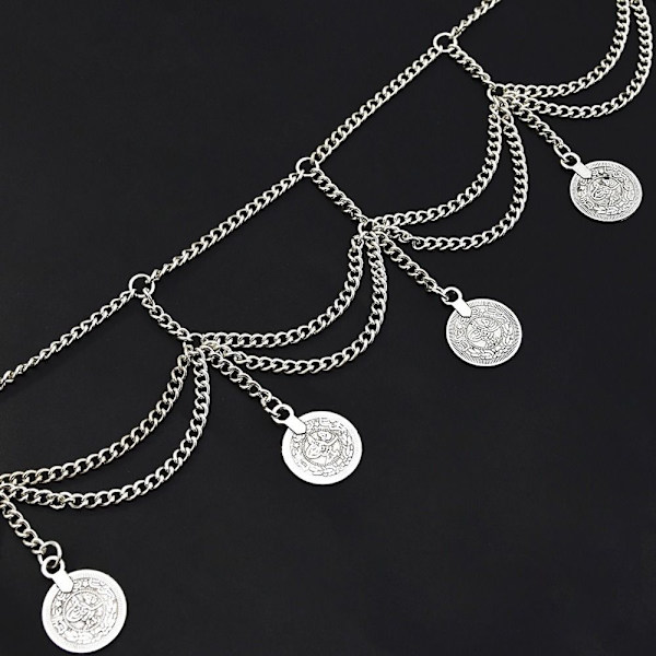 Metalliketju Vyö Kolikko Tupsu riipus Vyötärönauha SILVER A - spot ale Silver A