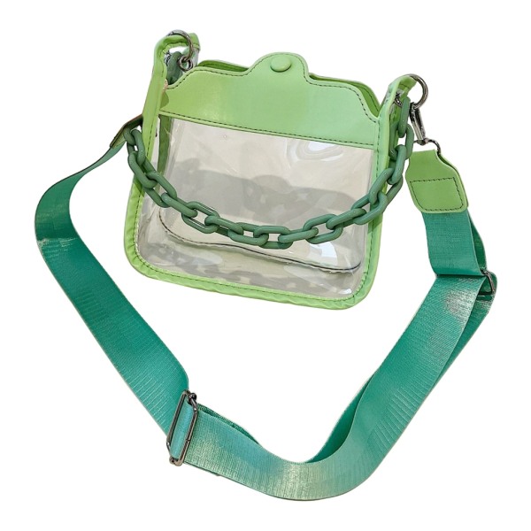 Sommar Kvinnor Klar Transparent Crossbody-väska Kvinnlig PVC-handväskor och plånböcker Akrylkedja Fyrkantig axelväska - high quality Light Green