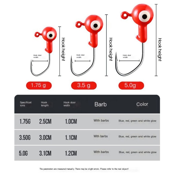 20 kpl Pyöreä lyijypää Hook Jigging Bait 3.1CM-5GLUMINOUS - korkea laatu 3.1cm-5gluminous