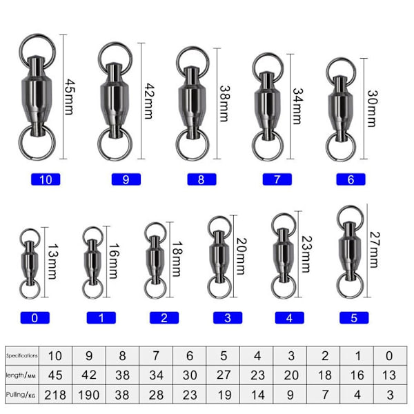 10 st Fishing Rolling Swivel Connector Heavy Duty Ball 4 - stock 4