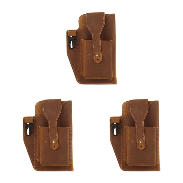 1/2/3 läder telefon hölster bältesväska Snygg midjeväska ficka - on stock Brown 3PCS