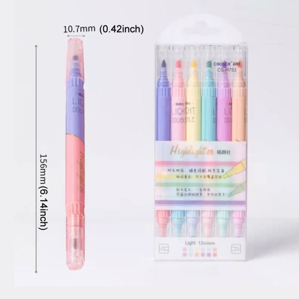6pcs Överstrykningspenna Set Nyckelpunkter Markörer Färgpenna - spot försäljning 6PCS/Set