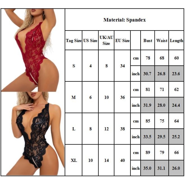Sexiga underkläder för kvinnor Exotiska kostymer Nattlinne Klänning Outfits - spot försäljning wine red L