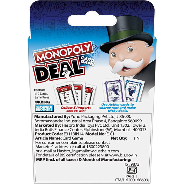 MONOPOLY Deal Card Game, snabbspelande kortspel för 2-5 spelare - spot sales