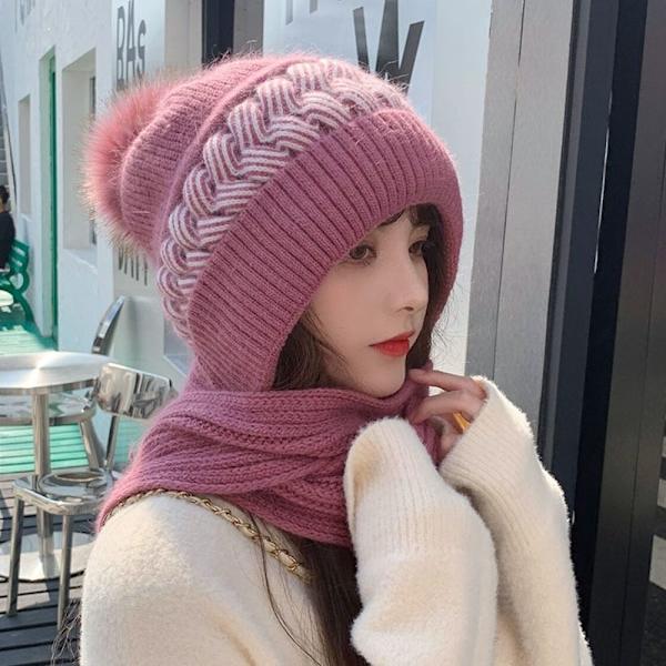 Beanie Scarf Neck Scarf Cap KHAKI - spot-myynti Khaki