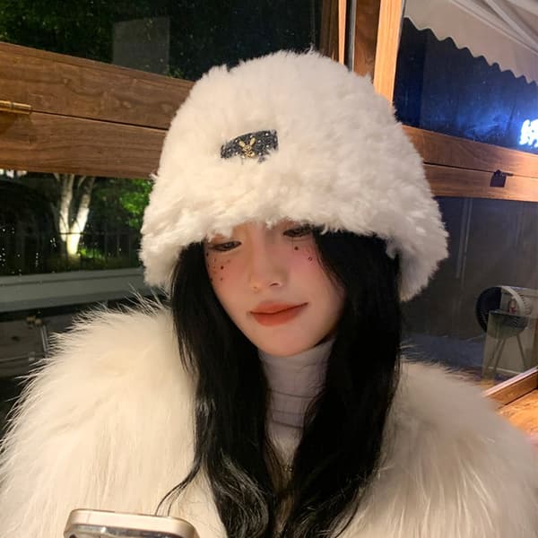 Plush Bucket Cap Bucket Hat IVORY - varastossa ivory