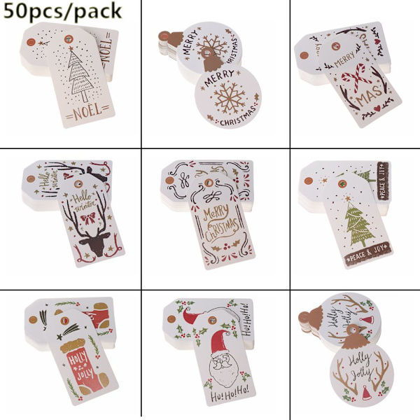 50 kpl Xmas Hanging Kraft Paper Ornaments Christmas Tree Tag J - loki