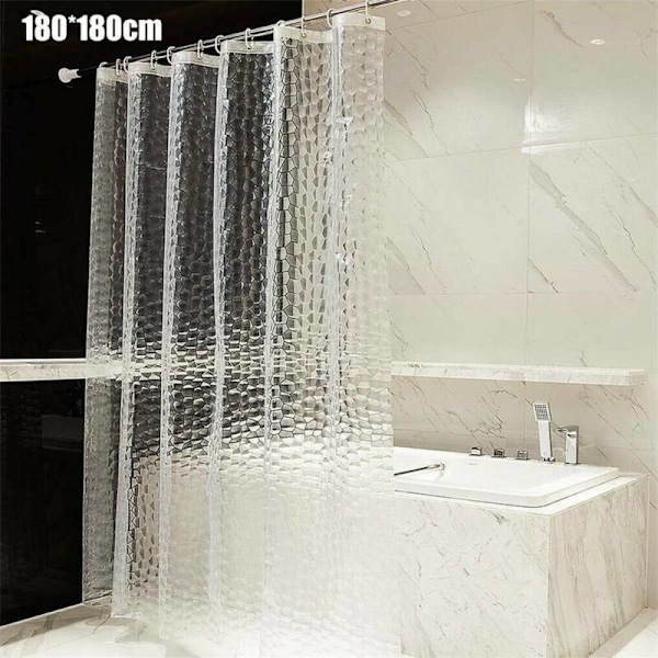 Duschdraperi Vattentät 3D Water Cube Clear Badrum - on stock