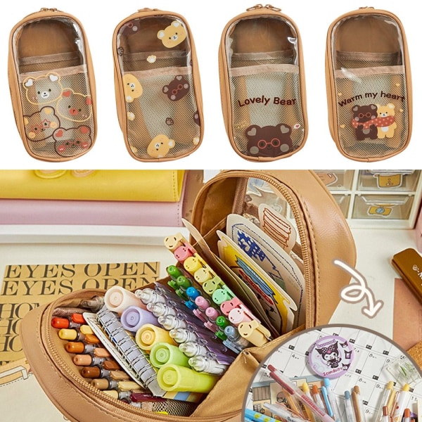 Kolmikerroksinen Bear Pencil Bag Pencil Paper Box D - varastossa D