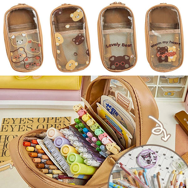 Tre-lagers Bear Pencil Bag Pencil Paper Box C - on stock C