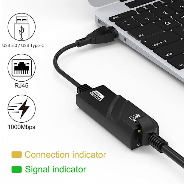 Ethernet-adapter USB 3.0 till Gigabit 1000M TYPE-C - stock