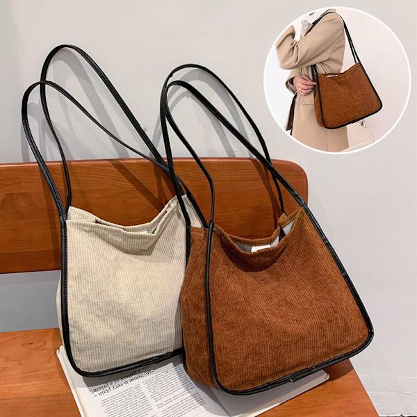 Kvinnor Corduroy Axelväskor Mjuk plysch Handväskor - spot sales brown