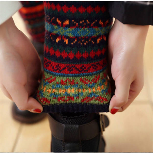 Tyylikkäät sääreenlämmittimet Virkatut Legging Fair Polvikorkeat neulotut lämmittimet - spot-myynti Pore blue