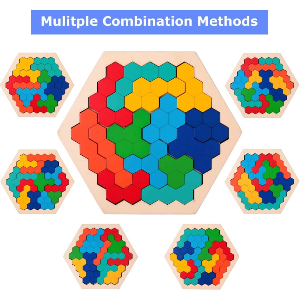 Puinen kuusikulmainen palapeli - Brain Teaser Toy Geometry Logic Iq Game - varastossa