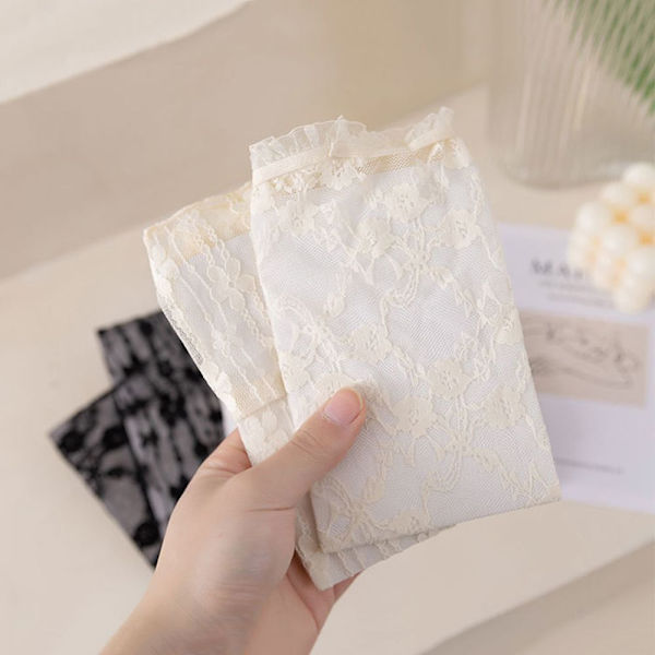 Lace Solid Sock Verkkosukat PITKÄT OHUT MUSTA - laadukkaat