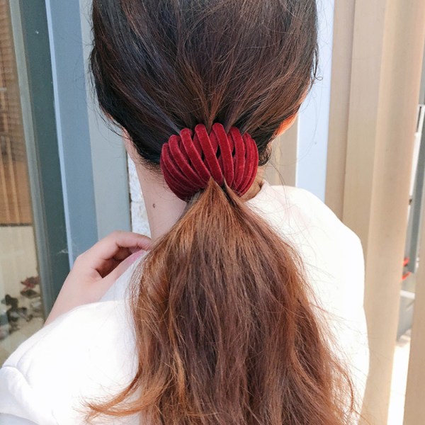 Velvet Adjustable Headpieces Hair Clip Fixed Ponytail Hairpin - varastossa Red