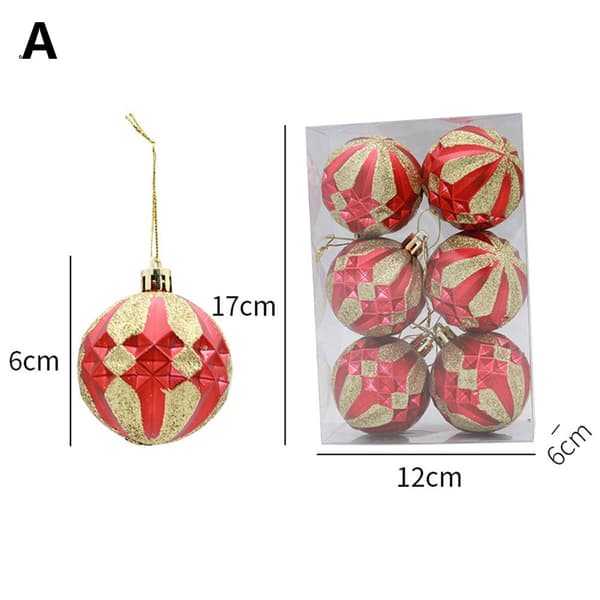 6cm 6kpl Ball Bauble Drop Pendant A - varastossa