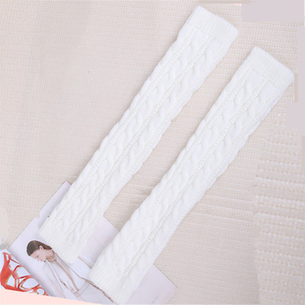 Män Kvinnor Sticka ärm Handskar Handleden Armvärmare Fingerless - on stock White