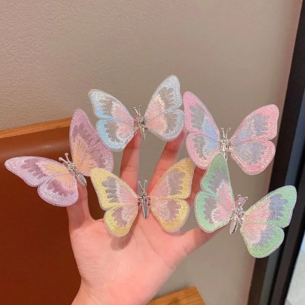 Butterfly Hårklämmor Double Layer Butterfly Clip ROSA - stock pink