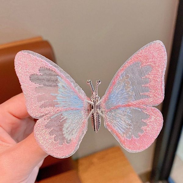 Butterfly Hårklämmor Double Layer Butterfly Clip ROSA - stock pink