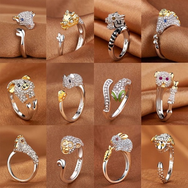 2ST Djurdiamantringar Ledring STIL 9 - on stock Style 9