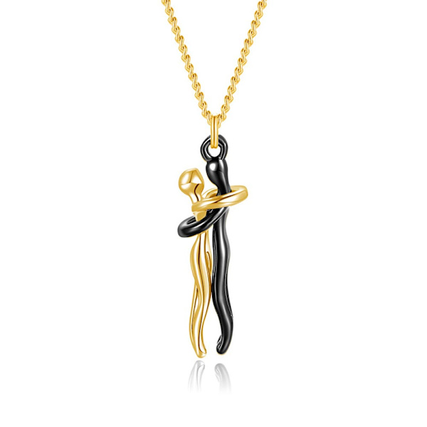 Muoti pariskunta halaa kaulakoru Korut Choker Hug riipusketju - spot ale black golden