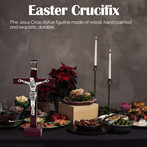 Cross Tabletop Decor Crucifix Jesus Statue WINE RED - varastossa Wine Red